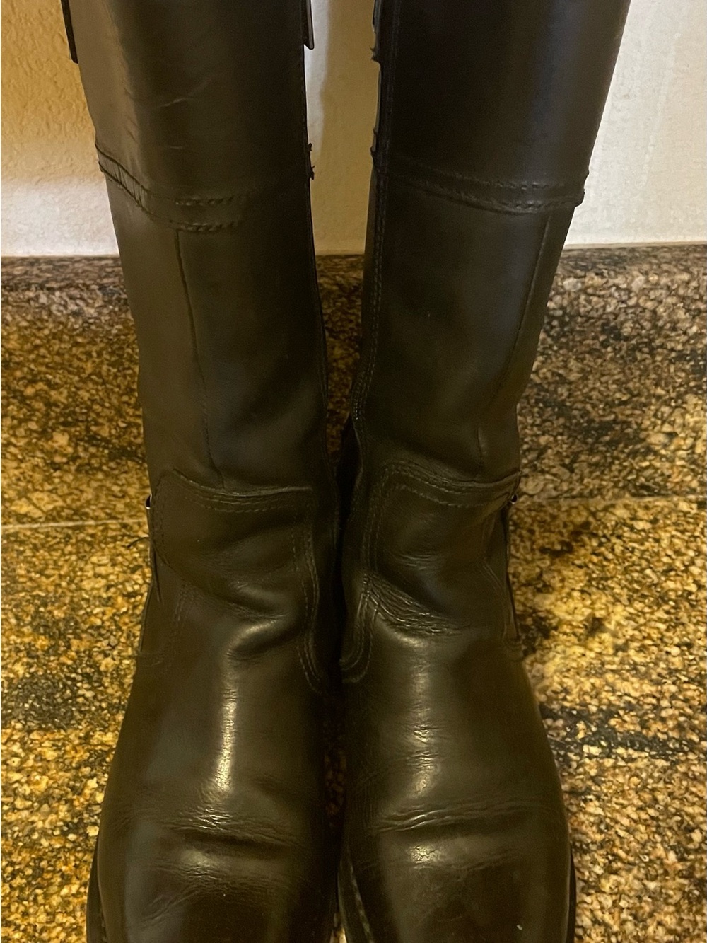 Harley-Davidson Women's Black Leather Mid-Calf Heeled Boots